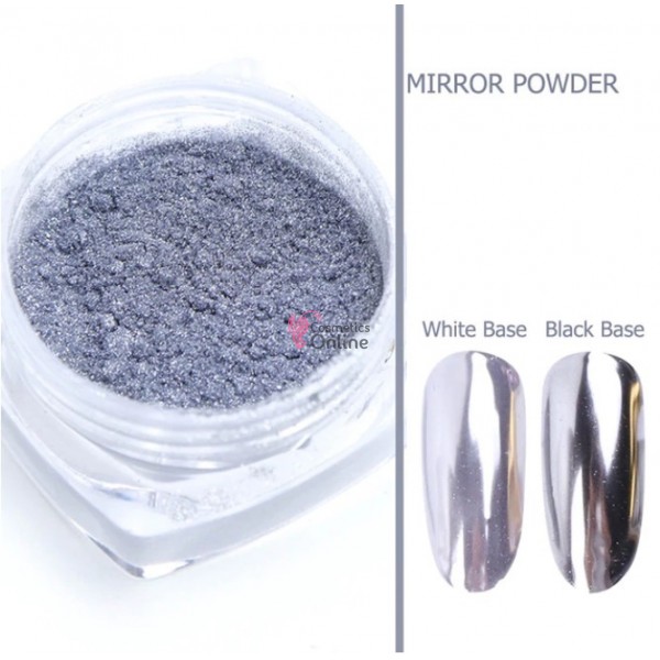 Pigment mirror chrome effect pentru Gel UV sau Acril, CE01 + 1 aplicator Silver